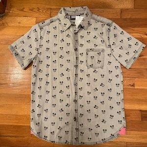 Mickey Mouse Grayscale Woven Shirt for Men (S)